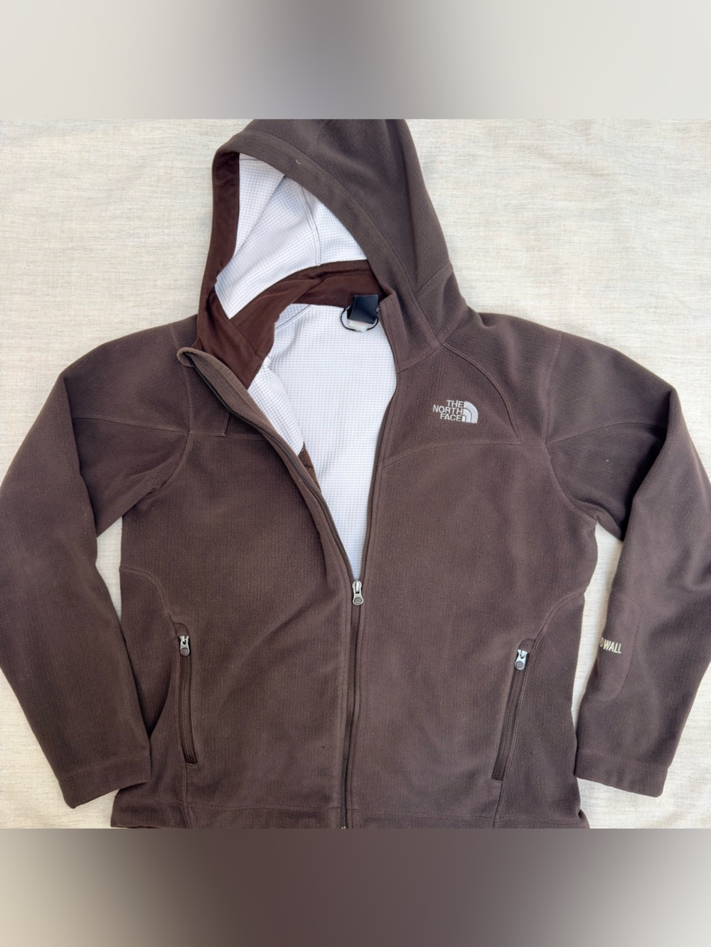 Vintage 2007 The North Face brown WindWall grid fleece hoodie